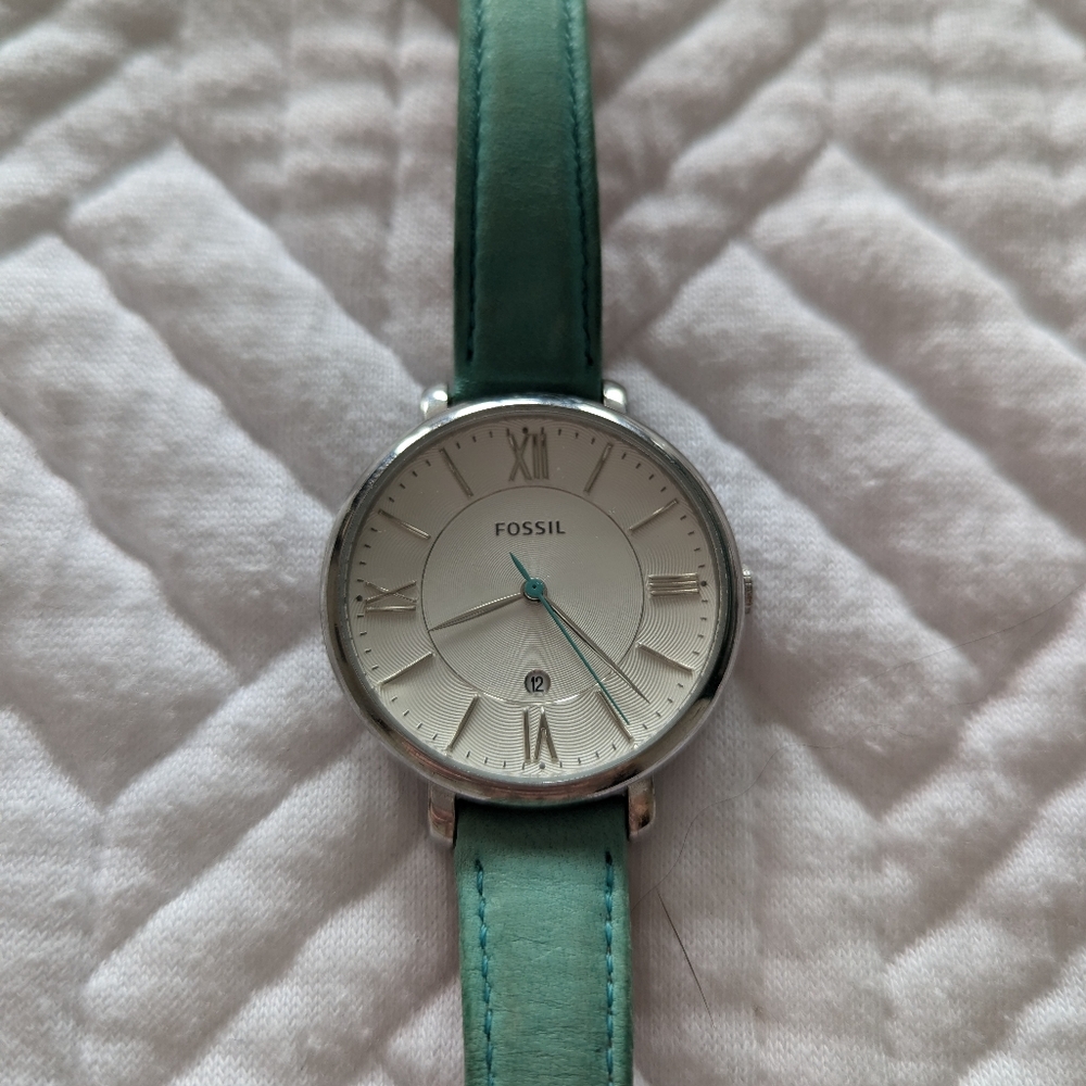 Fossil watch with leather strap